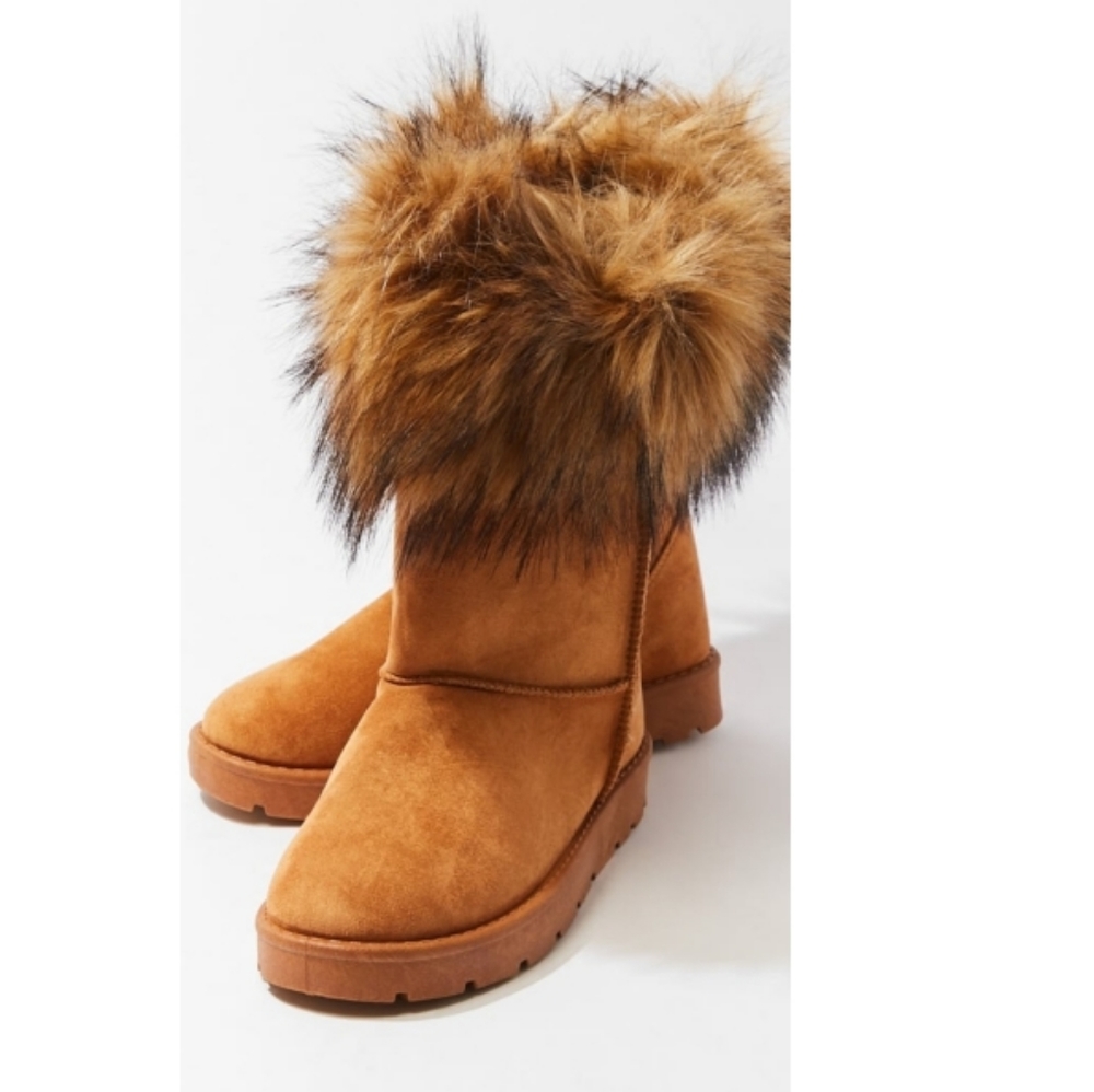 Faux Fur-Trim Ankle Booties